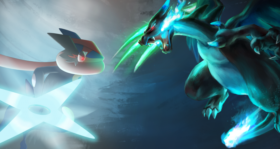 Greninja and Mega Charizard x