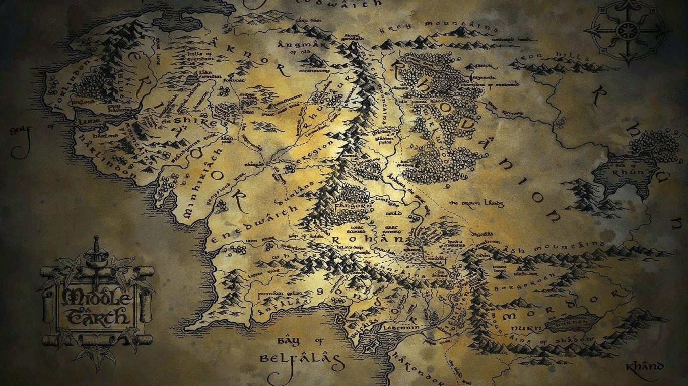 Map Of Middle Earth - Lord of The Ring (LOTR) 1366x768 - Wallpaper -  