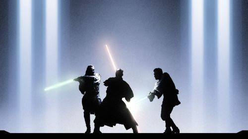 Qui gon jinn, obi wan,and darth maul battle